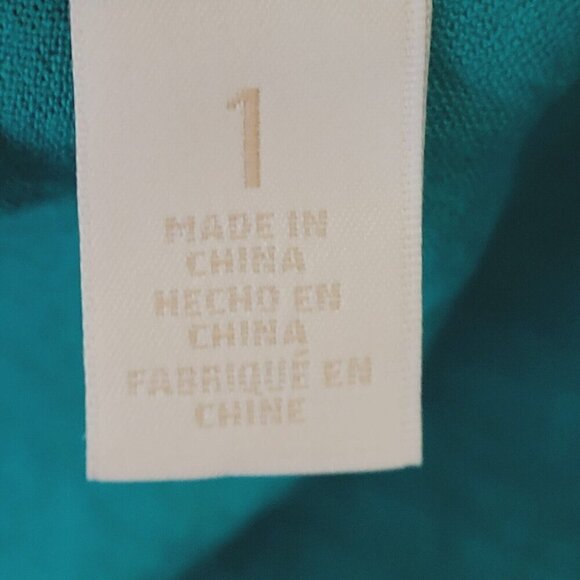 Chico's Moto Soft Textured Jacket Teal Blue Sz 1 Med Zippered Pockets Open Front - Picture 6 of 12